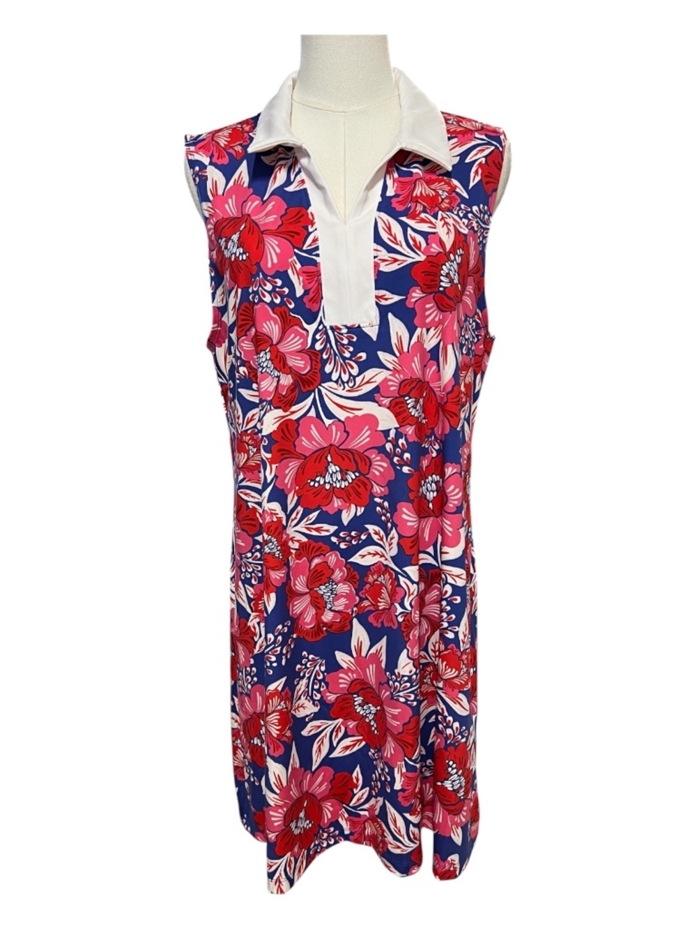 EUC Sigrid Olsen Navy Floral Golf Dress with Shorts | XL